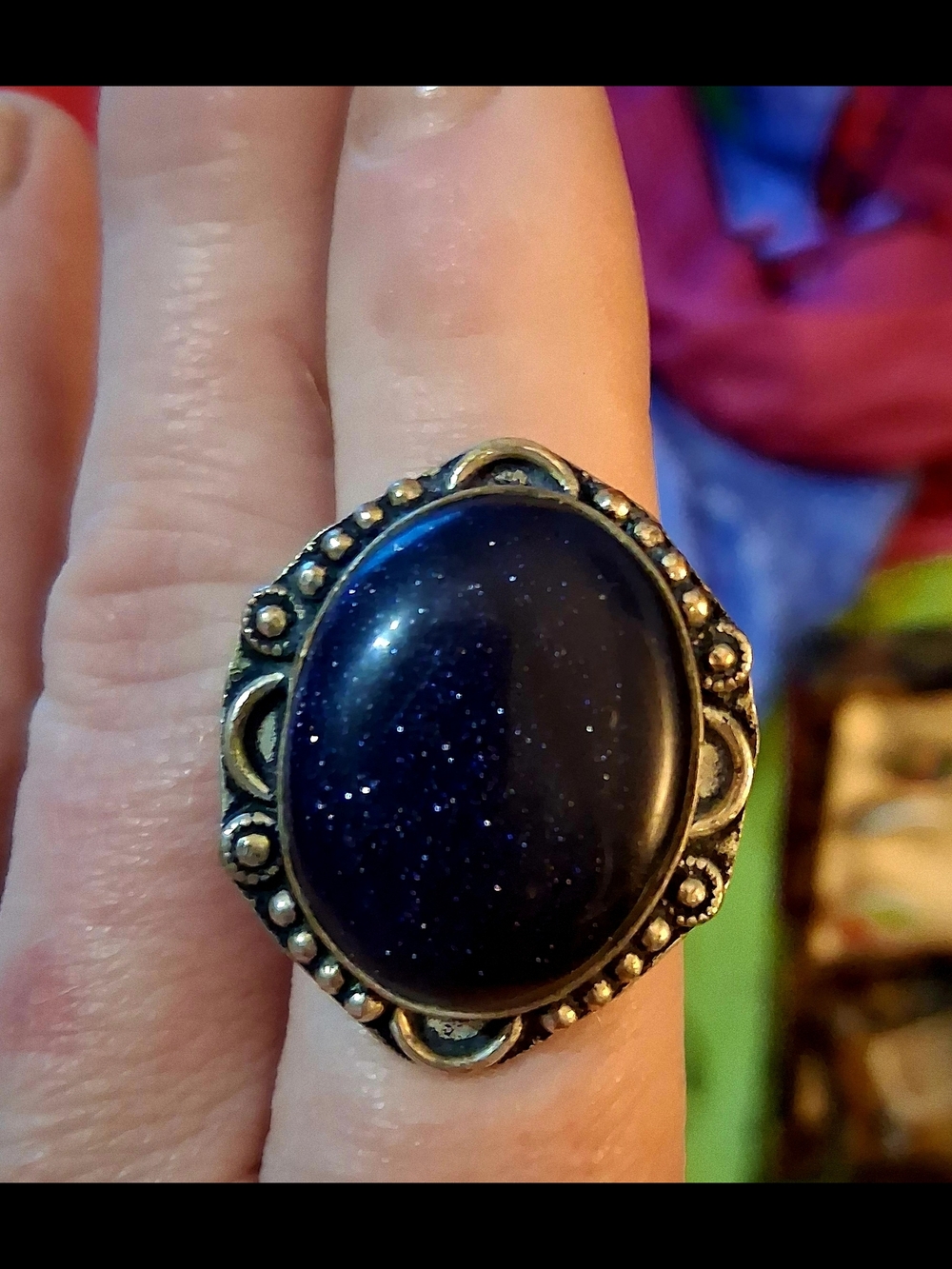 Vintage-Inspired Blue Sandstone Statement Ring